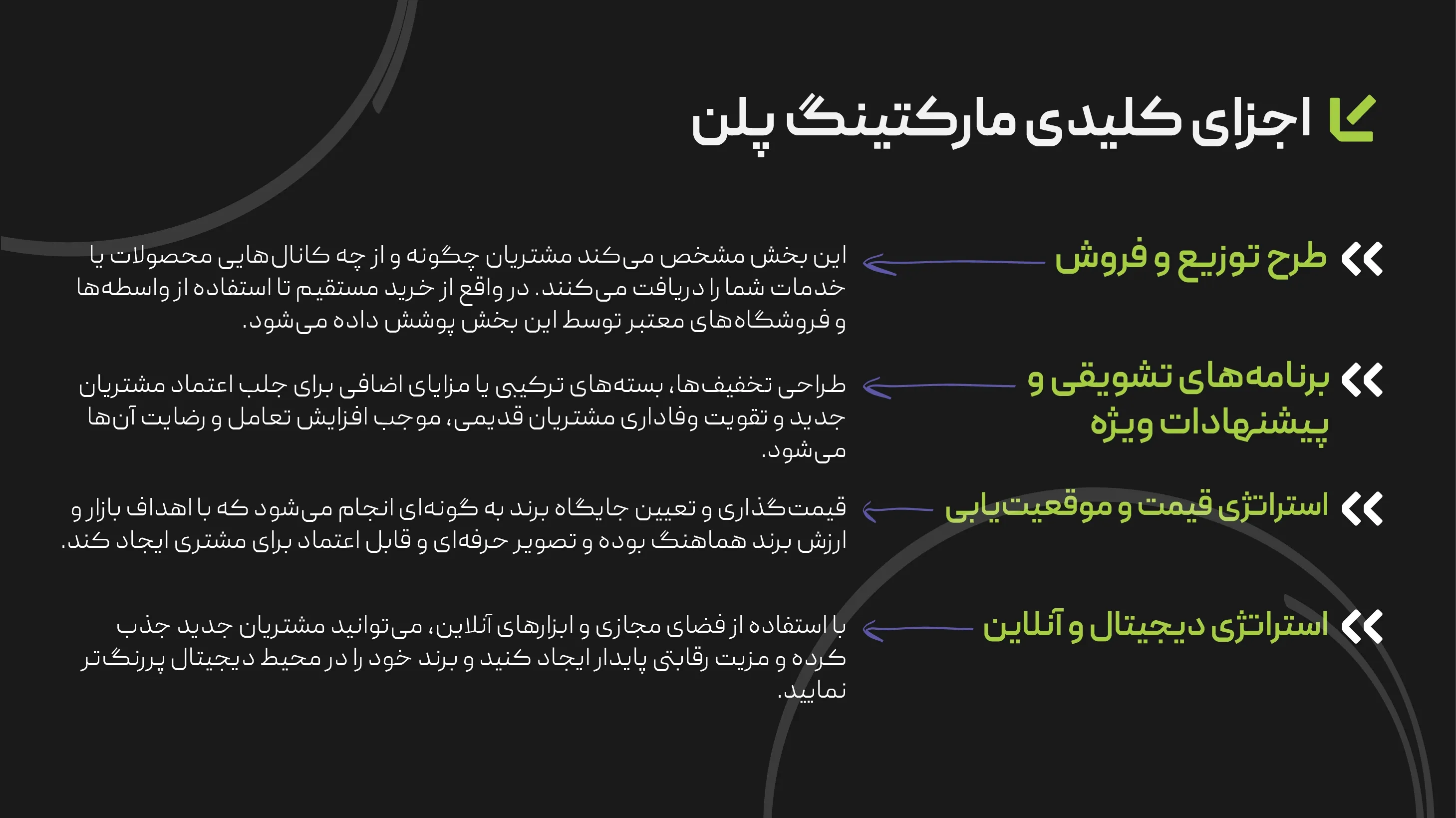 اجزای کلیدی مارکتینگ پلن